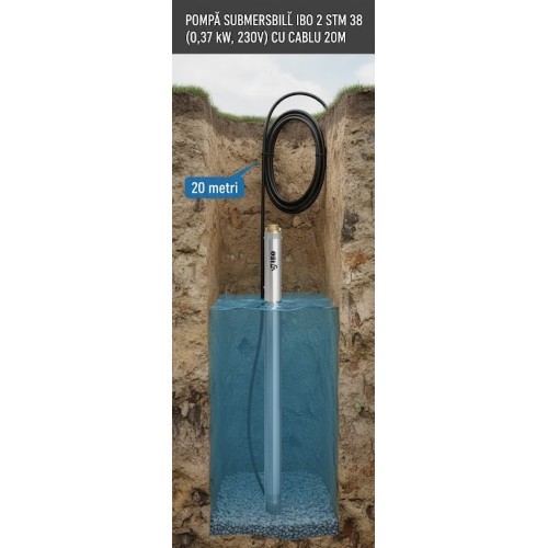 Pompă Submersibilă Antinisip 2" IBO 2 STM 38 (0,37 kW, 230V) cu Cablu 20m - Soluția Ideală phttps://ipompe-hidrofoare.ro/admin41/index.php?route=catalog/product&user_token=fb48c0c4faf481165ee6096fc0f2c323entru Puțuri Înguste